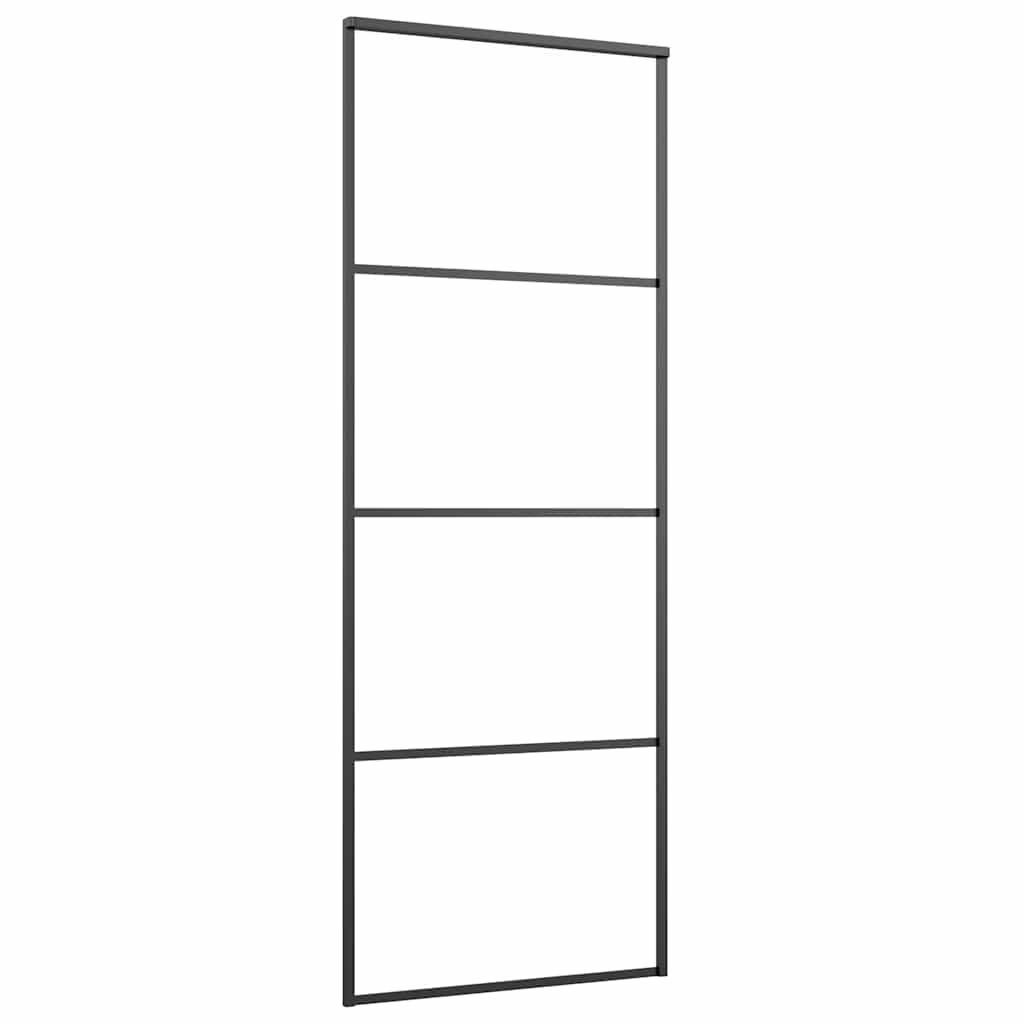vidaXL Porte coulissante Verre ESG dépoli et aluminium 76x205 cm Noir - 4
