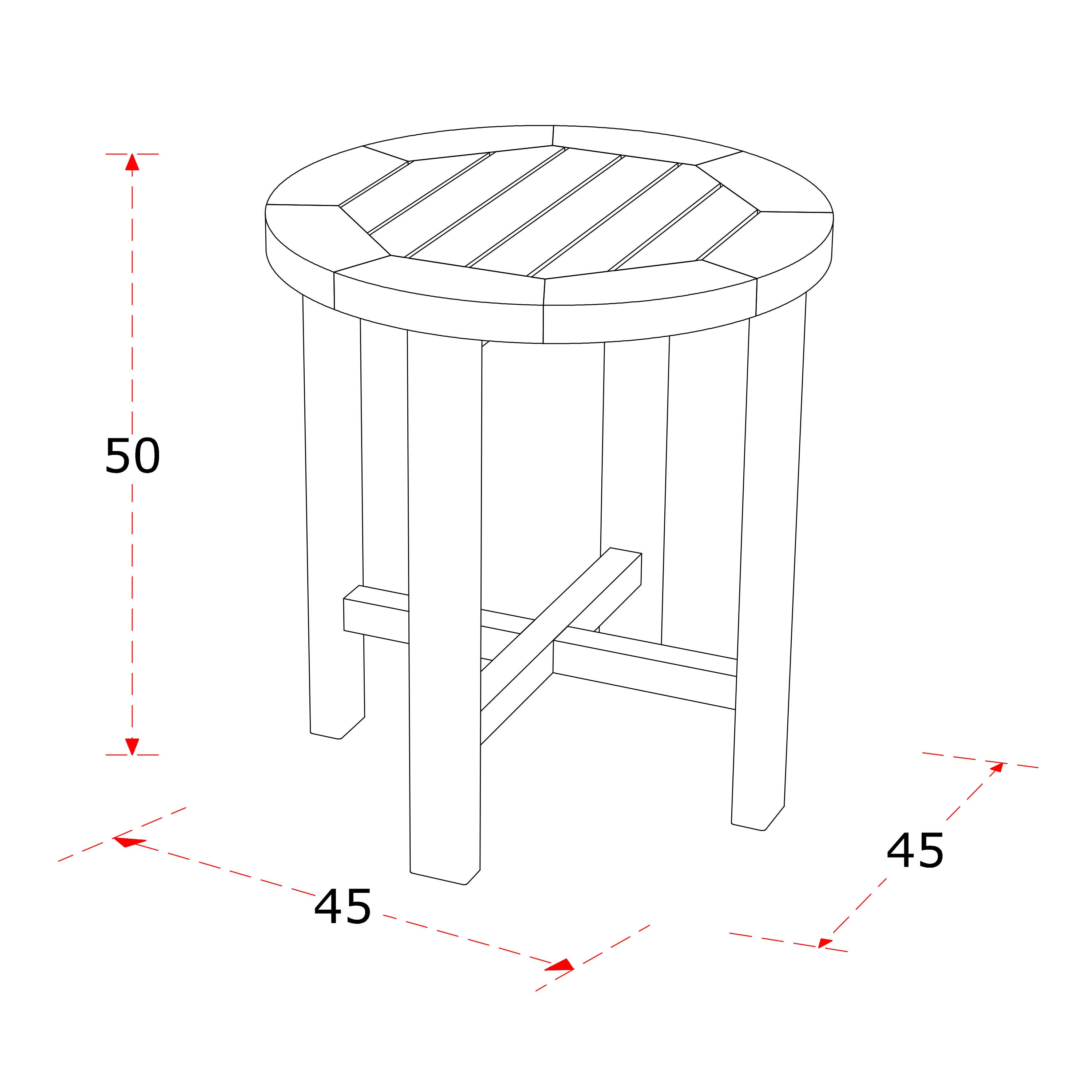 Table d'appoint d'extérieur rond en Teck Marron 1 places - 4