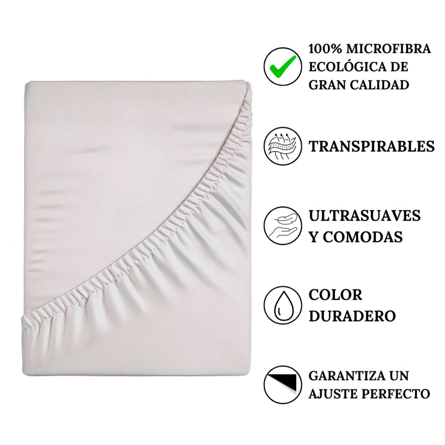 ICEHOME - Lençol de cama 90 - Microfibra de poliéster - CINZA CLARO - 2