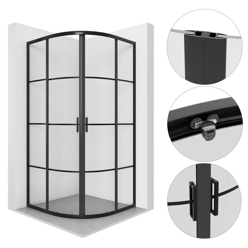 Kabina prysznicowa PAXI półokrągła 70x70cm czarna SEVANTE