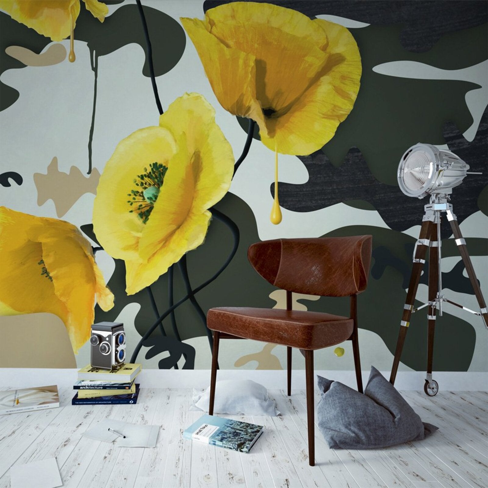 Déco Murale Adhésive 3D Style Barbier - Papier Peint Design Mode Q823 - Autocollant Facile à Poser