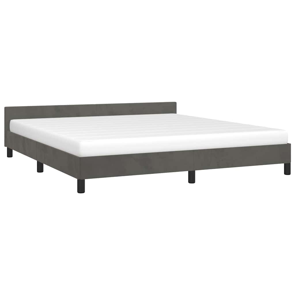 Cadre de lit sans matelas gris foncé 160 x 200 cm en velours - 3