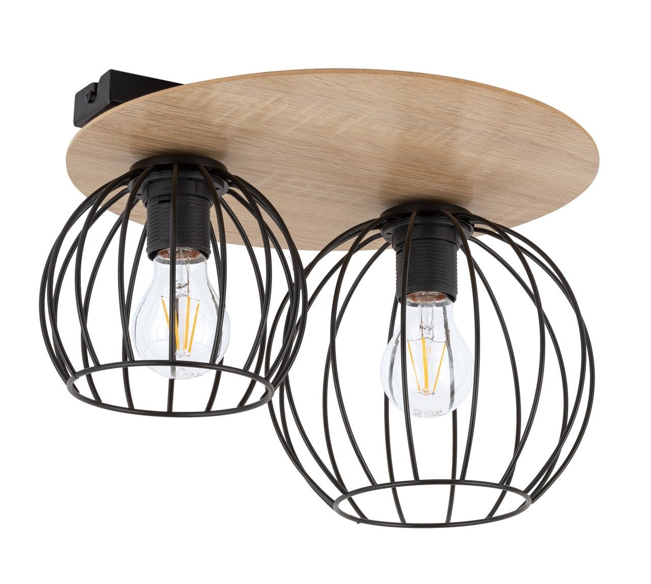 Lampa sufitowa wisząca Cyber jasne drewno-czarna 2xE27x15W dekoracyjna wym: 24 x 37 x 33 cm metal SIGMA