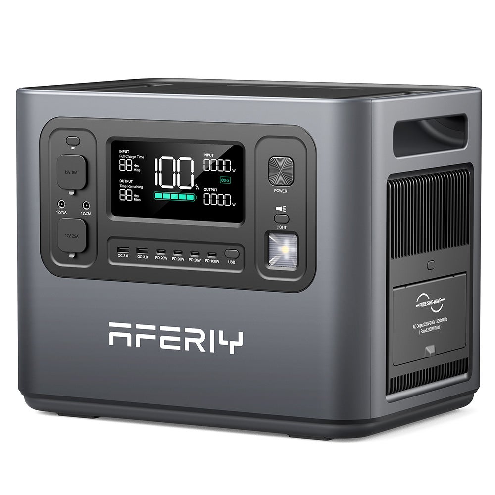 Centrale électrique portable AFERIY P210 - AC 2400W - batterie LiFePO4 2048Wh - entrée solaire de 500&nbsp;W et contrôle par application - 2