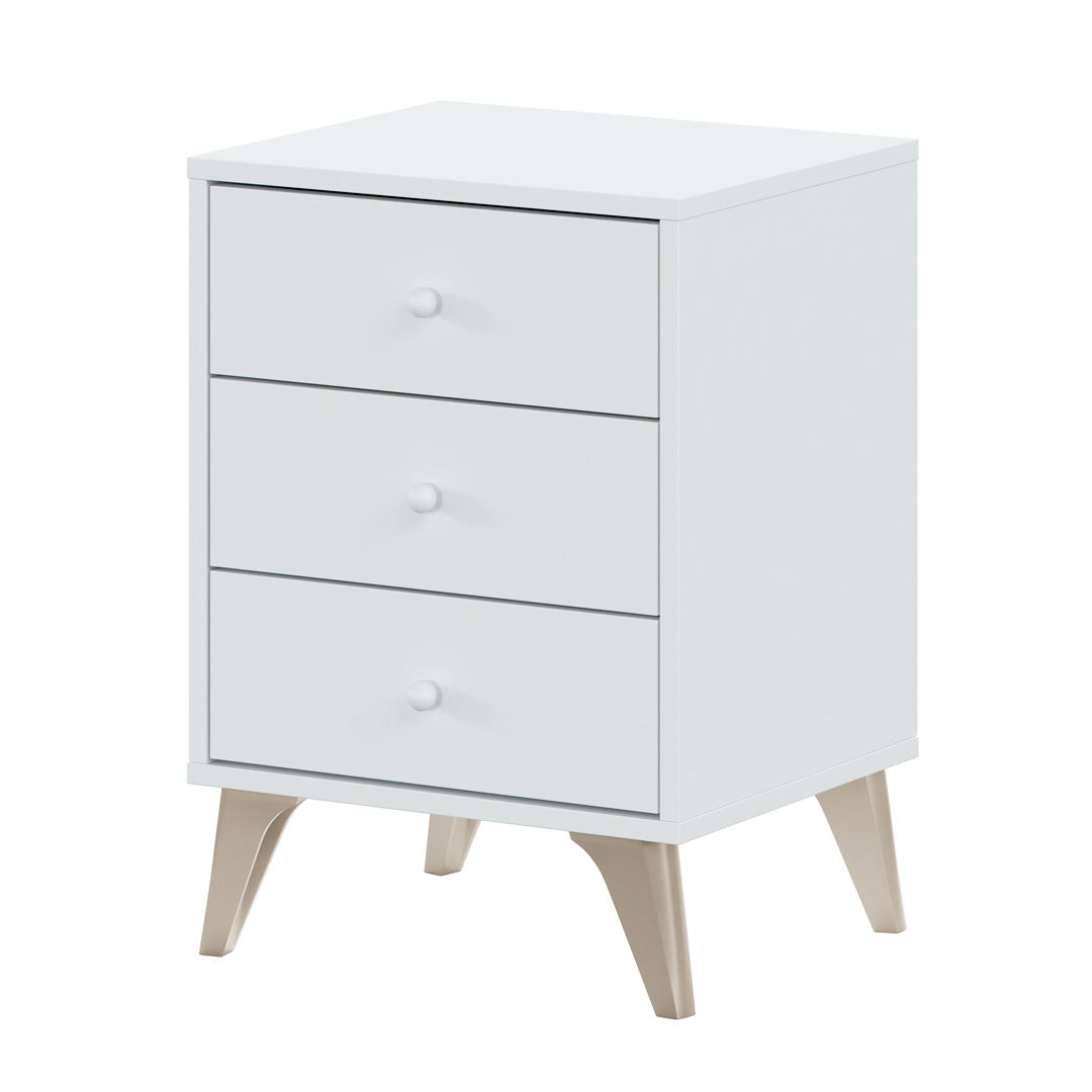 Chevet scandinave ZORA 3 tiroirs L40cm x H56cm - Blanc - 2