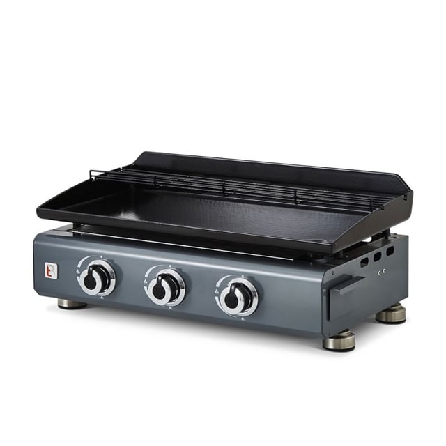 ﻿﻿﻿﻿﻿Plancha gaz Silvia IIG 3 Feux - BRASERO - Plaque fonte émaillée 67 x 34 cm - Jusqu'à 10 convives - 7,5 kW - Gun Metal