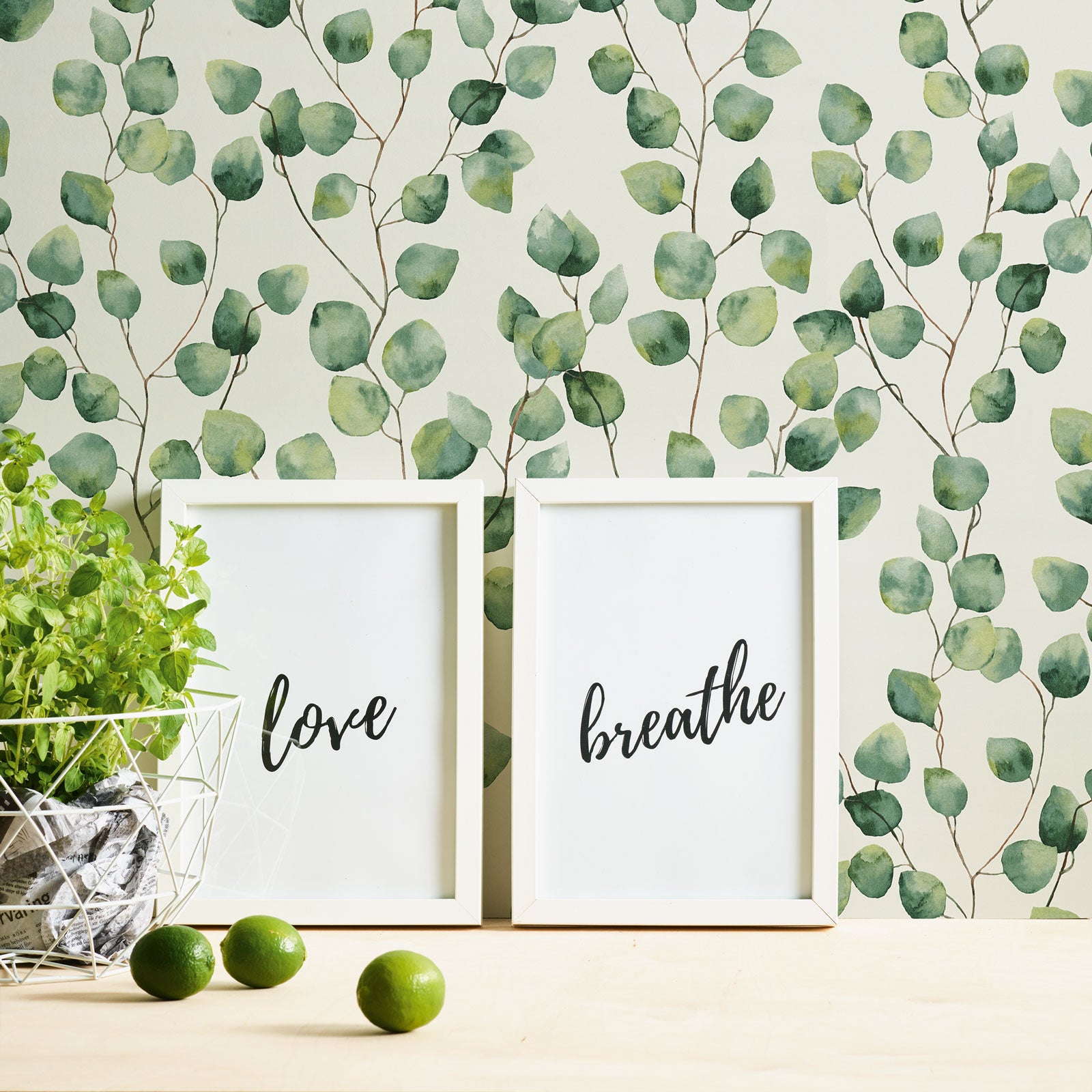 Papel pintado hojas y ramas verdes sobre fondo beige Papel pintado decorativo estilo naturaleza Papel pintado vinílico con relieve - 3