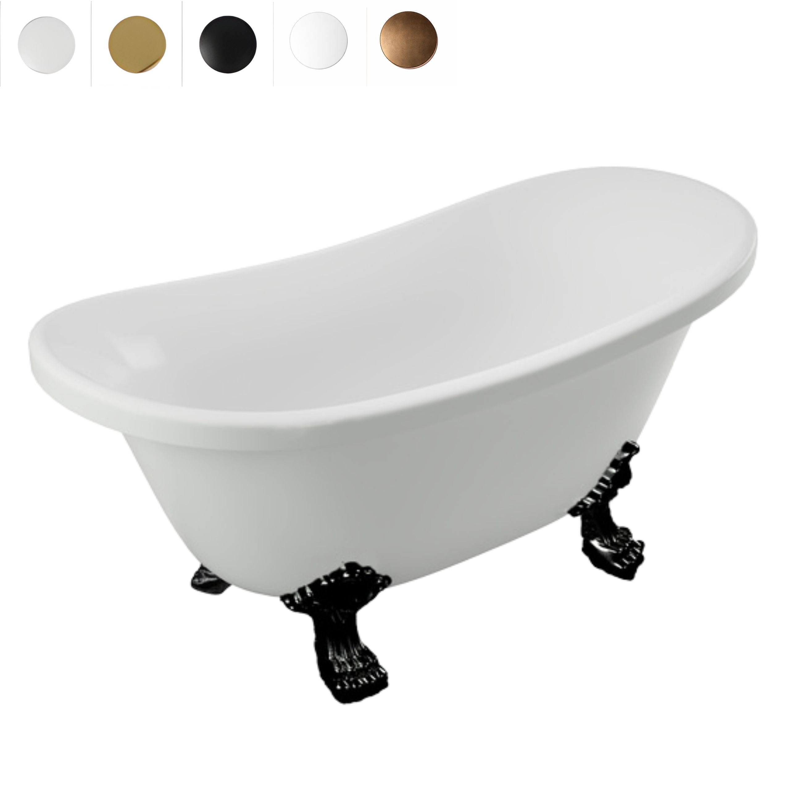 WANNA WOLNOSTOJĄCA BELLA AKRYLOWA RETRO 170 X 75 CM BIAŁA, NOGI CZARNE