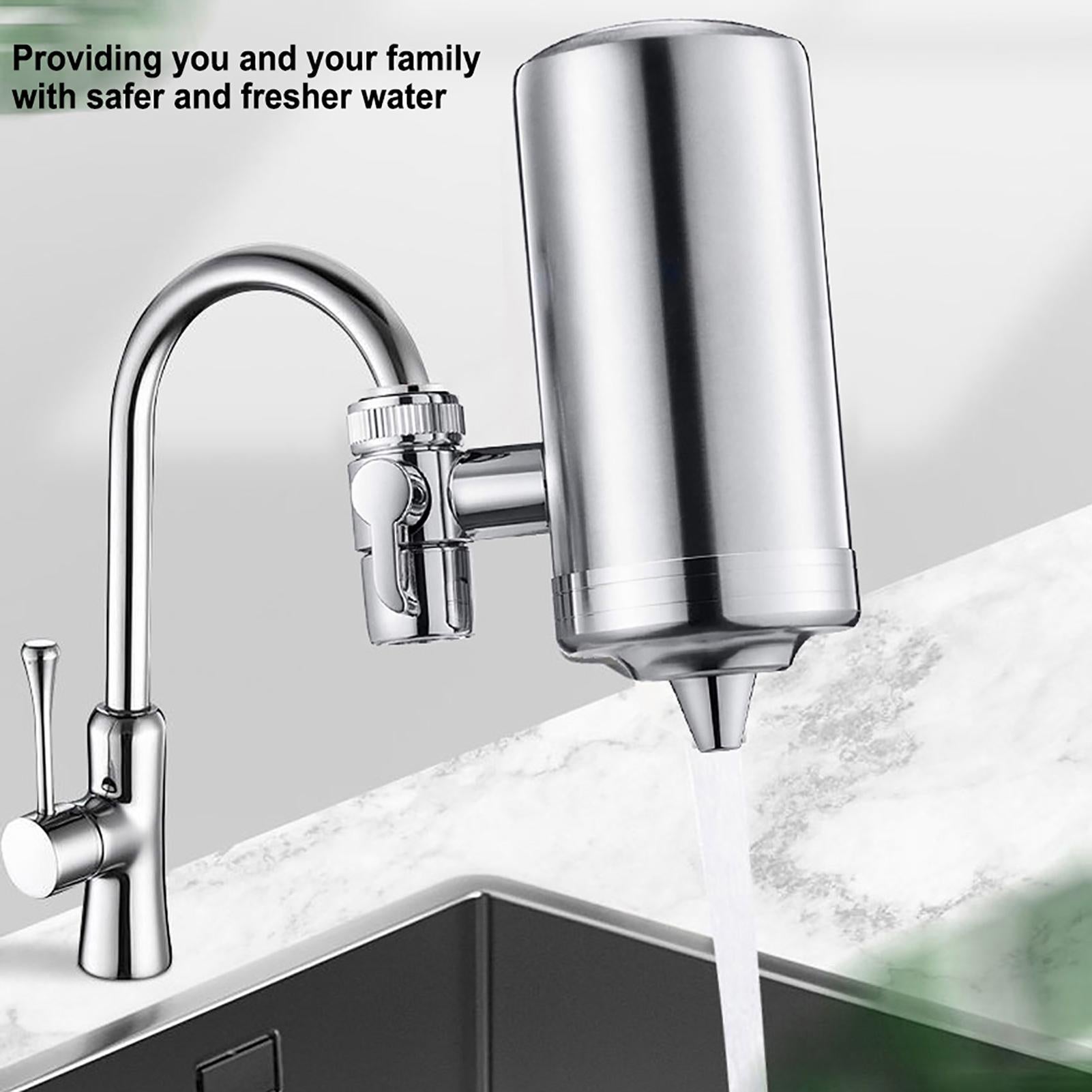 Filtre à eau monté sur robinet, purificateur de robinet d'évier de cuisine domestique en acier inoxydable pour réduire le chlore et le plomb - 8