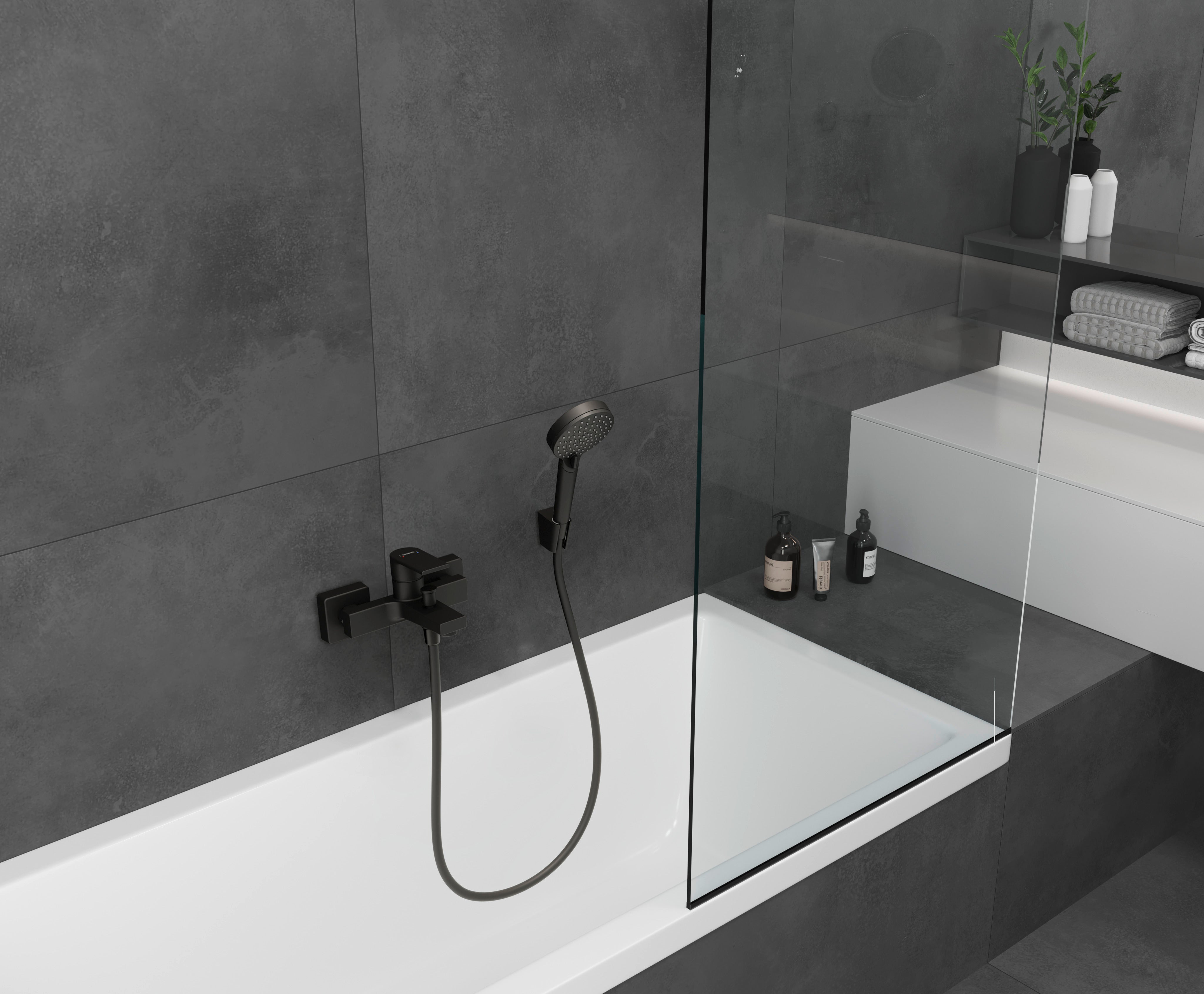 Mitigeur bain douche mécanique HANSGROHE Vernis Shape noir mat - 5