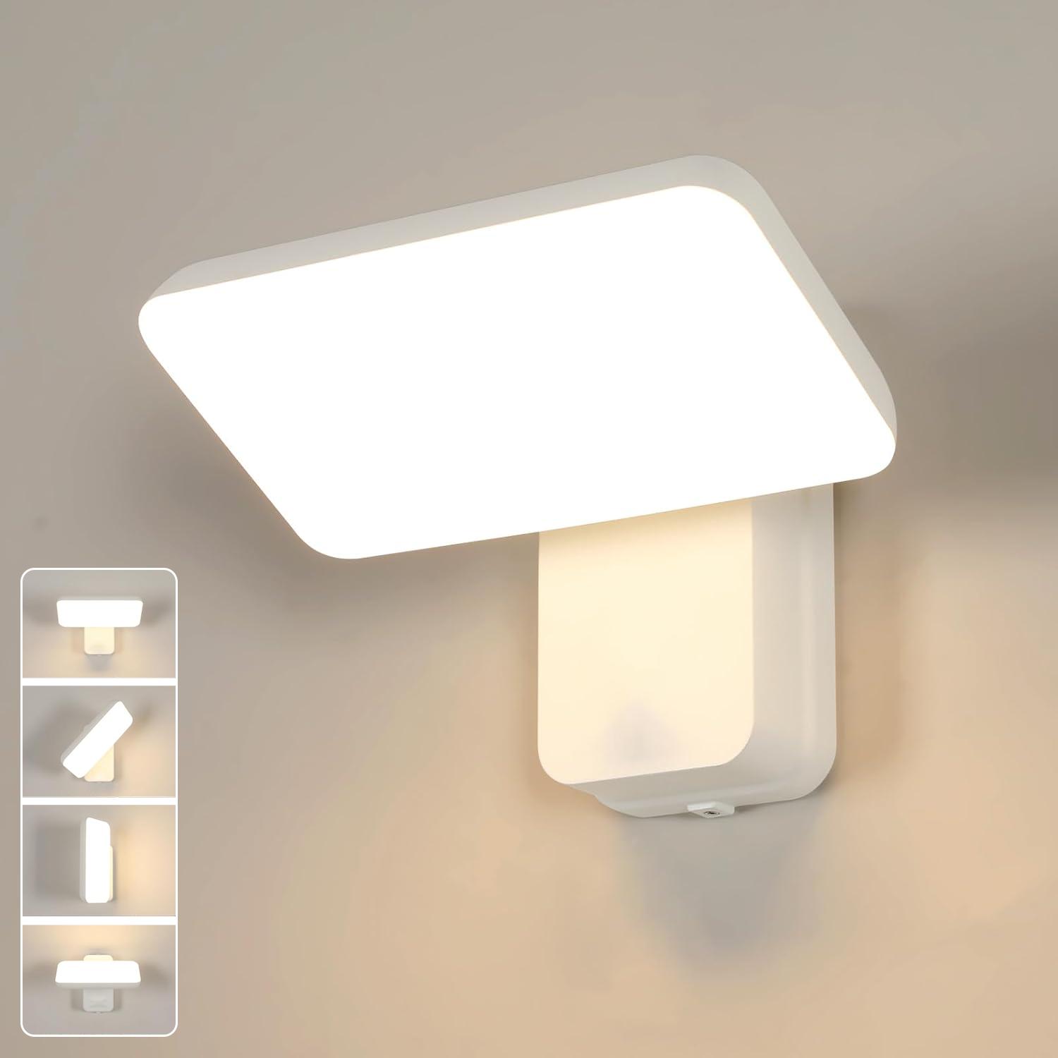 Kinkiet LED, oświetlenie dekoracyjne wewnętrzne i zewnętrzne, Wodoodporna aluminiowa lampa ogrodowa IP65, obrót o 350°, ciepłe światło 3000K