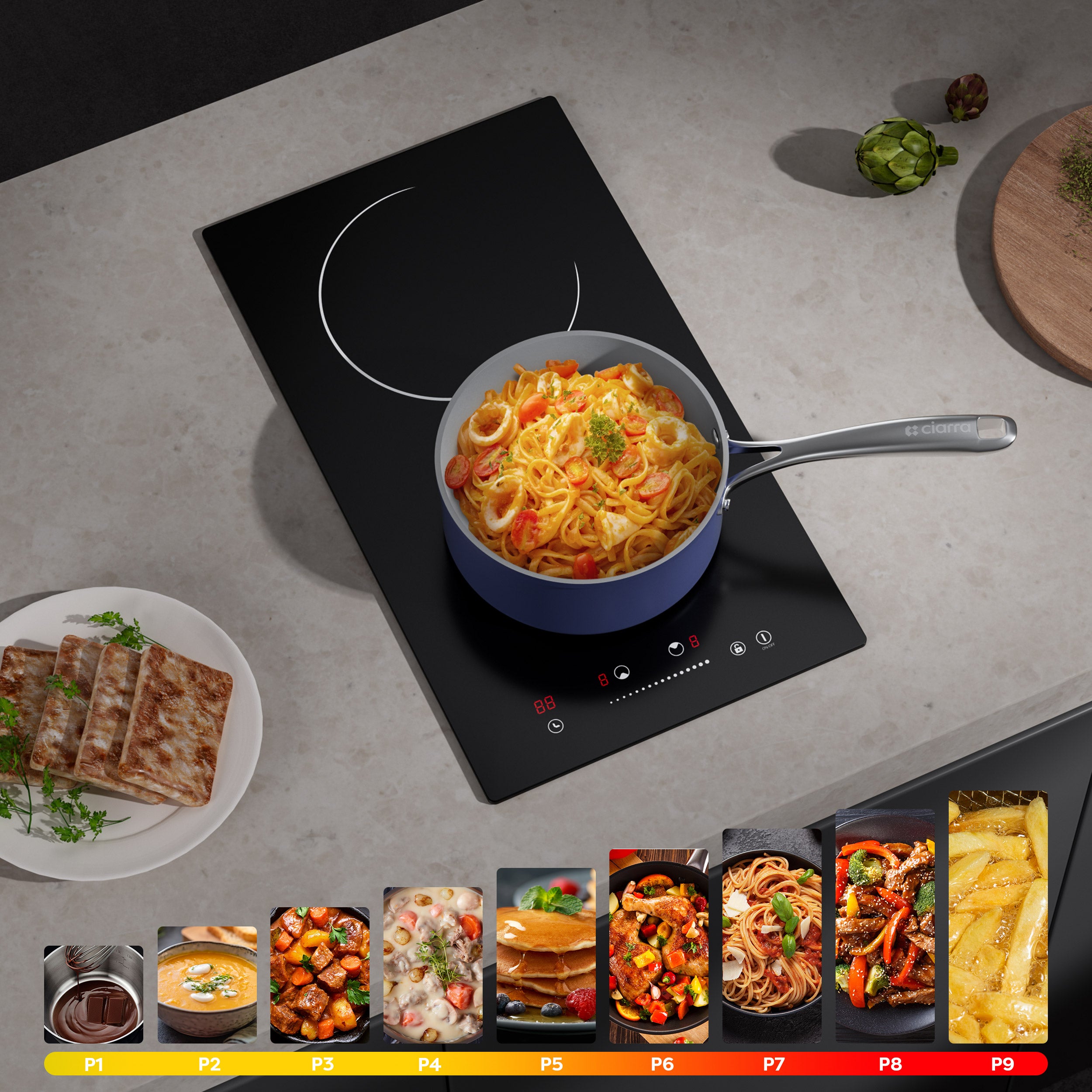 CDV Plaque Vitrocéramique 2 foyers 3000W Encastrable ou Pose libre 9 Niveaux de Puissance Minuterie 99 mins CDVER302 - 2