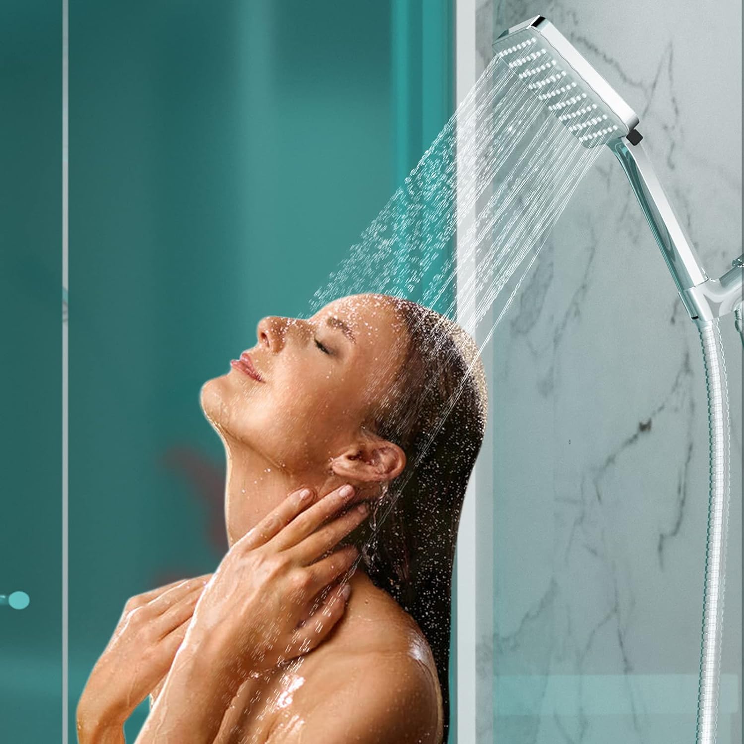 Pommeau Douche, Grosse Pommeau de Douche avec 6 Modes, Haute Pression Douchette Pommeau Acier Inoxydable pour Bain et SPA, (Sans Tuyau) - 5