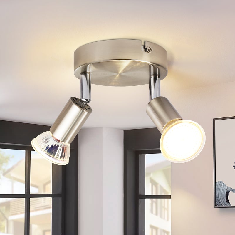 ZMH Lampa sufitowa LED GU10 2 nowoczesne okrągłe reflektory sufitowe 350° Reflektory sufitowe do kuchni korytarza sypialni salonu bez żarówki chrom