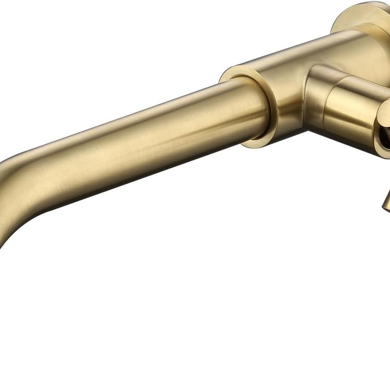 Kran naścienny, kran ogrodowy/toaletowy, kran obrotowy boczny z uchwytami krzyżowymi - złoty