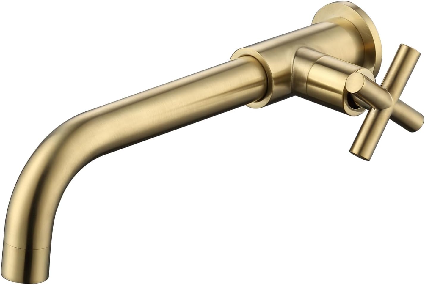 Bateria ścienna, ogrodowa lub łazienkowa, bateria obrotowa boczna z uchwytami krzyżowymi - Złoto