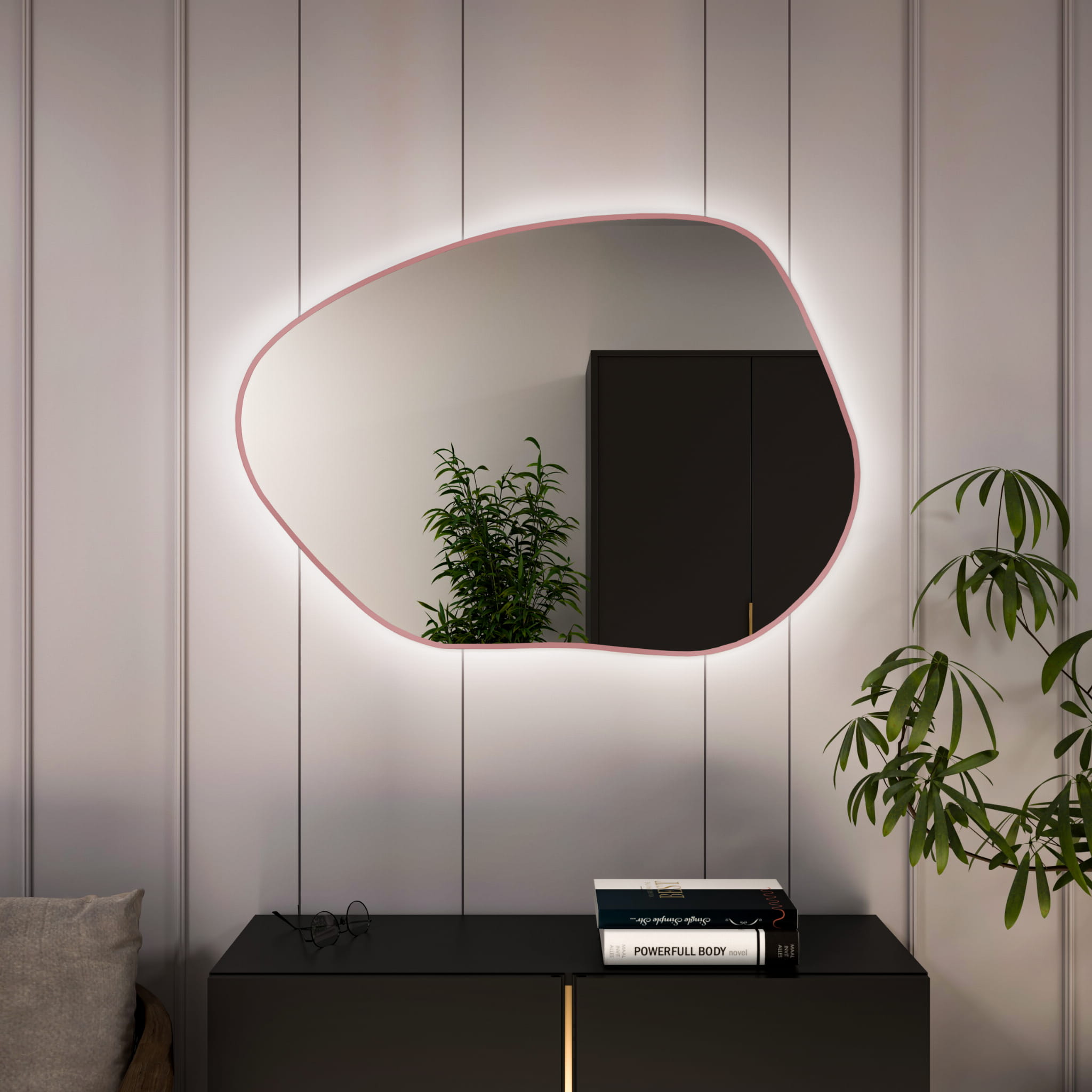 Lustro Baltica Colors Stain I 50x36 ramka różowa barwa światła ciepła