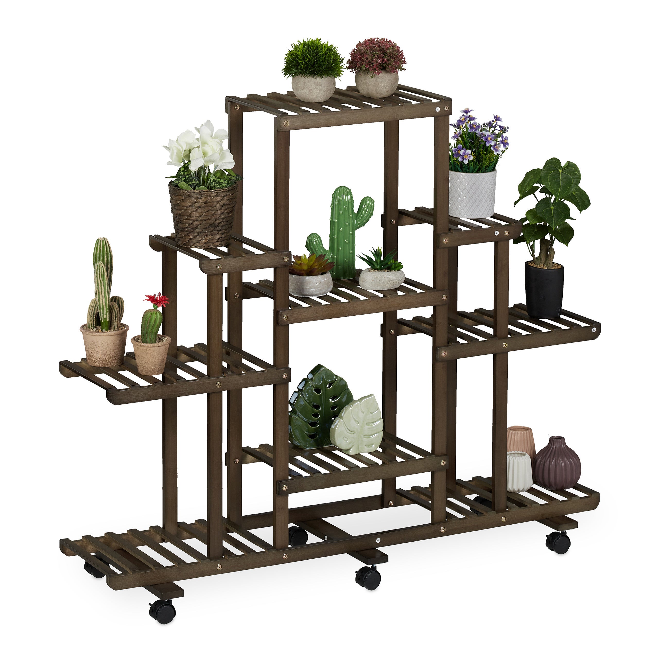 Étagère De Coin Bambou Relaxdays - 24x27x25.5cm, 2 Niveaux, Max 6kg, Pour Cuisine Ou Salle De Bain