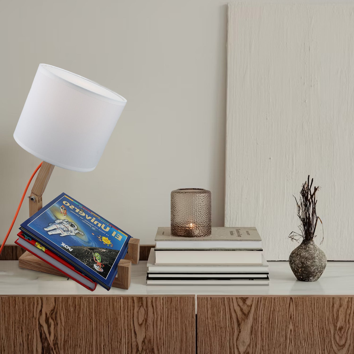 Luminária de Mesa em Madeira e Abajur em Tecido: Simplicidade Moderna para Noite e Escritório Quarto e Estúdio E27 - 8