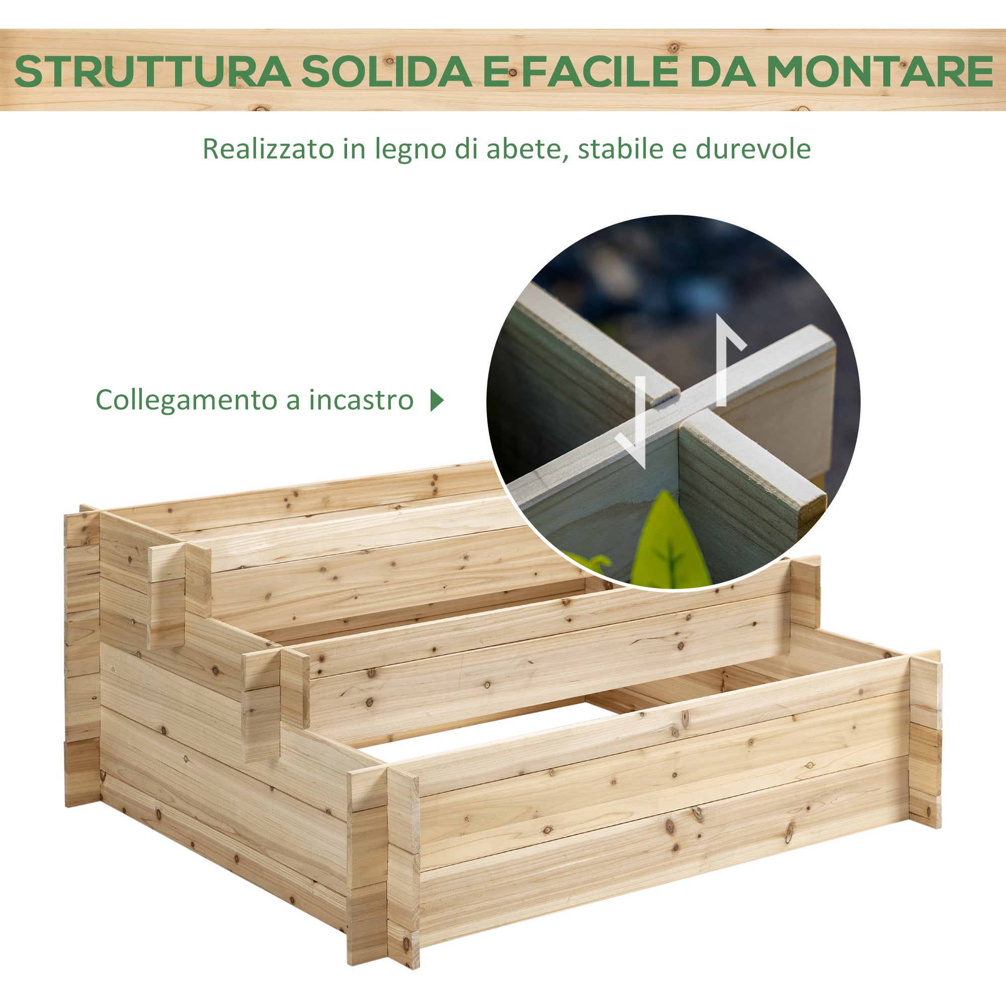 Jardinière surélevée en bois à 3 niveaux,pour potager d'extérieur,fleurs,légumes et herbes aromatiques,120x100x54cm - 7