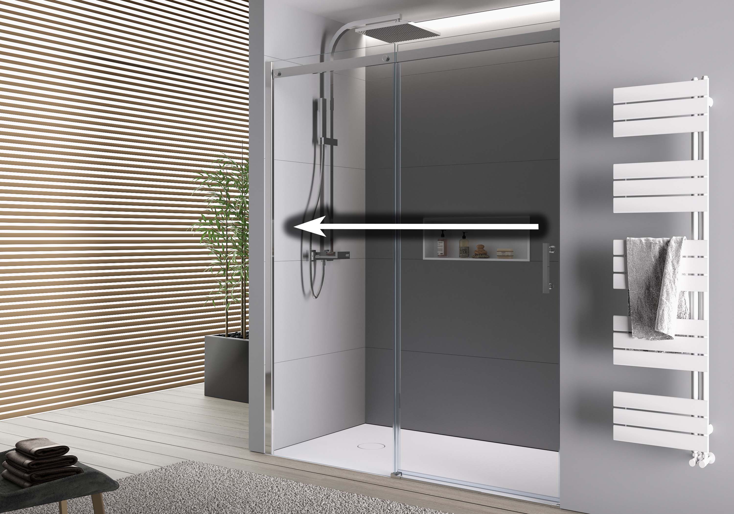 Bernstein Drzwi prysznicowe przesuwne ze ścianką DX806A FLEX szkło ESG 6 mm z powłoką Nano 130 cm - 4