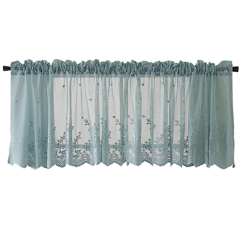 1. Zasłona tiulowa, zasłona tiulowa żakardowa, zasłona w stylu rustykalnym, karnisz nie jest wliczony w cenę, niebieska (szer. 74 cm x wys. 61 cm)