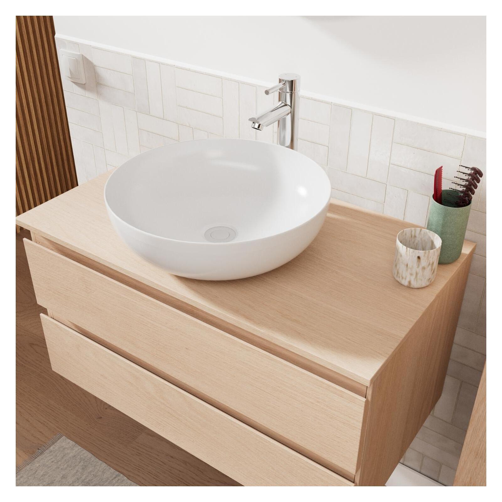 Meuble simple vasque SORRENTO décor chêne 80 cm - 4
