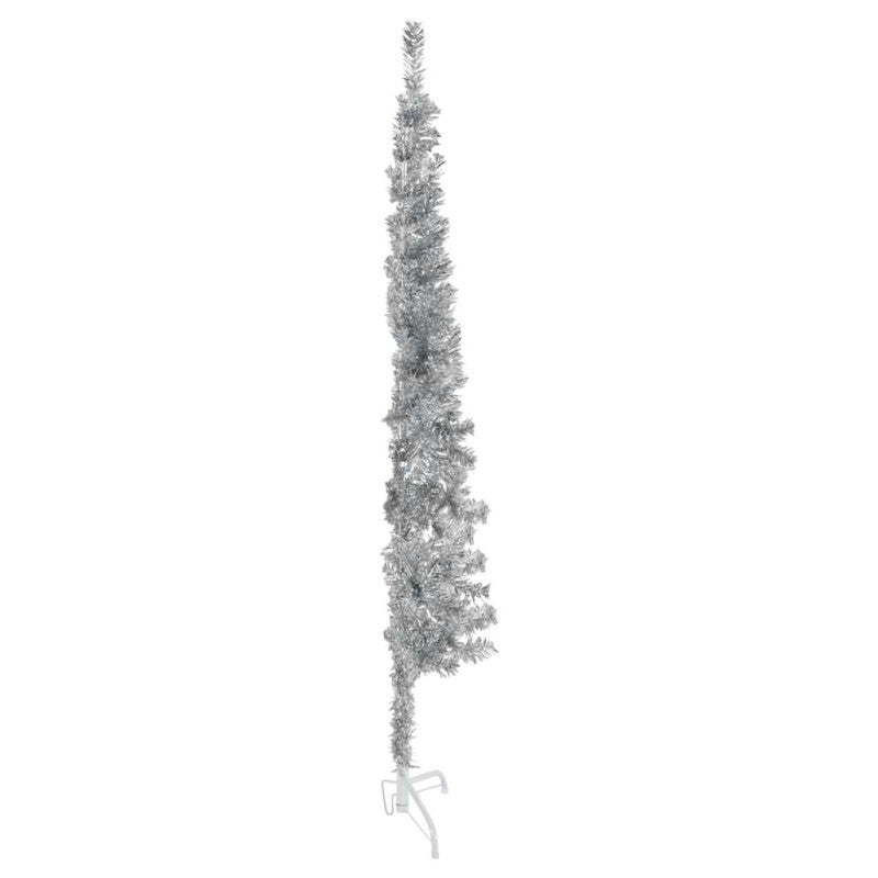 Albero Natale Artificiale Sottile a Metà Supporto Argento 120cm vidaXL - 4