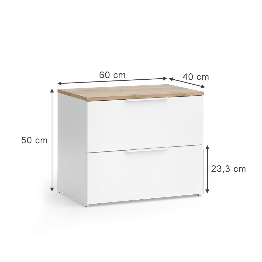 Vicco Commode Wido, Blanc/Sonoma, 60x50cm avec 2 tiroirs - 3