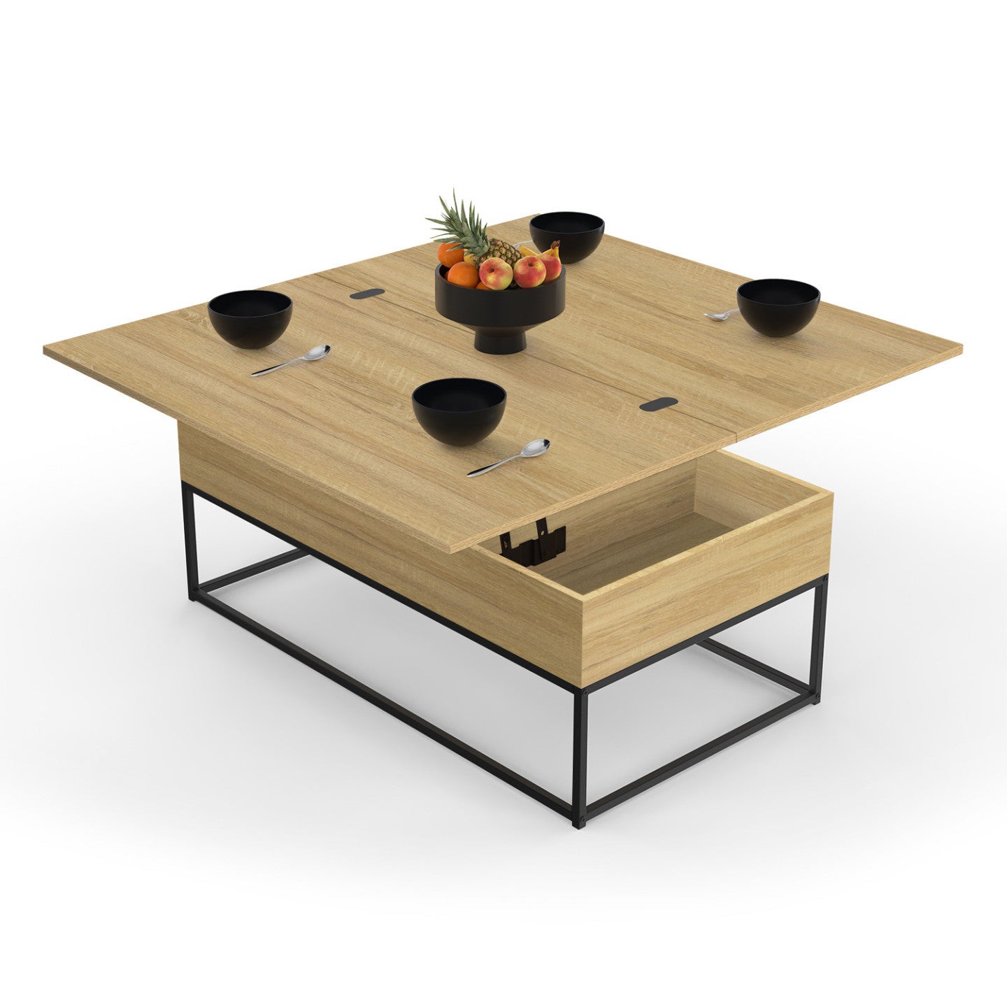 Table basse rectangulaire relevable convertible en table à manger DETROIT design industriel - 2