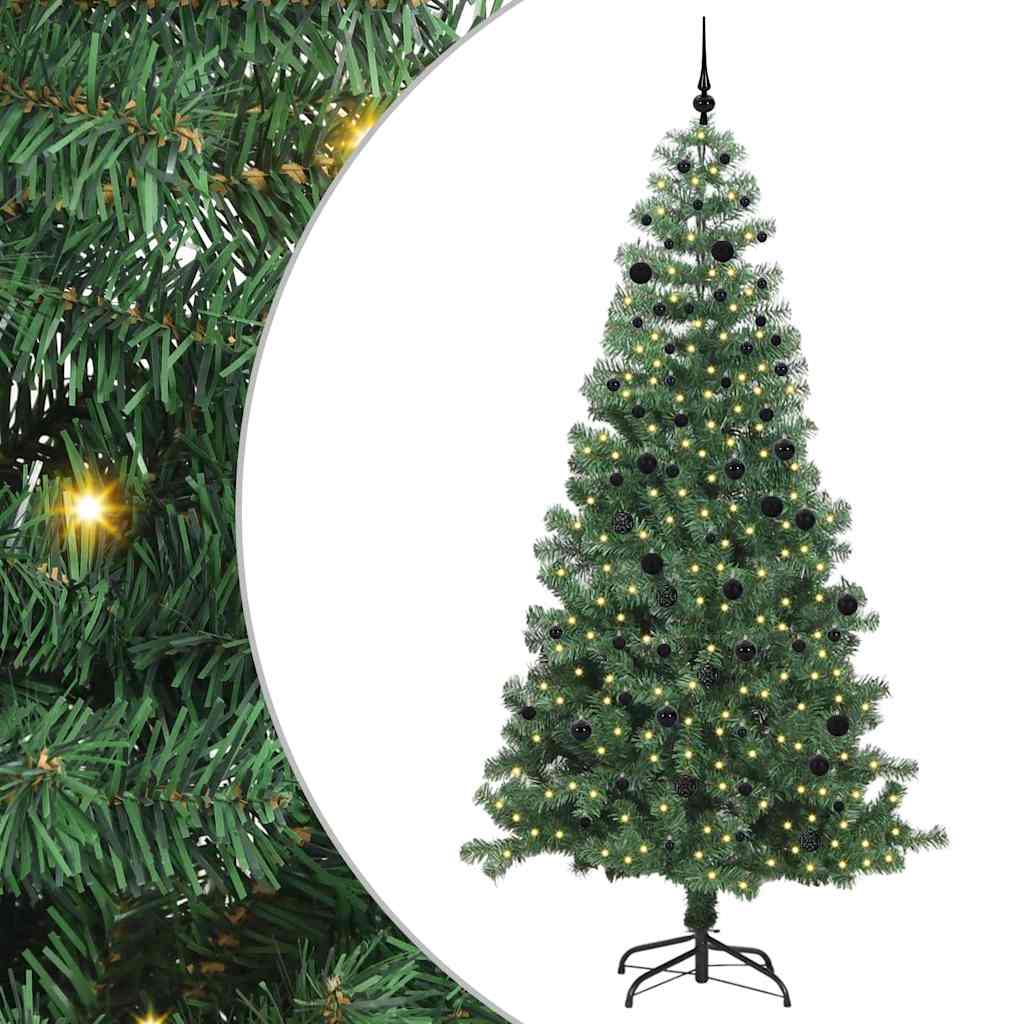 Choinka z 300 diodami LED z podstawą Zielony 240 cm PVC