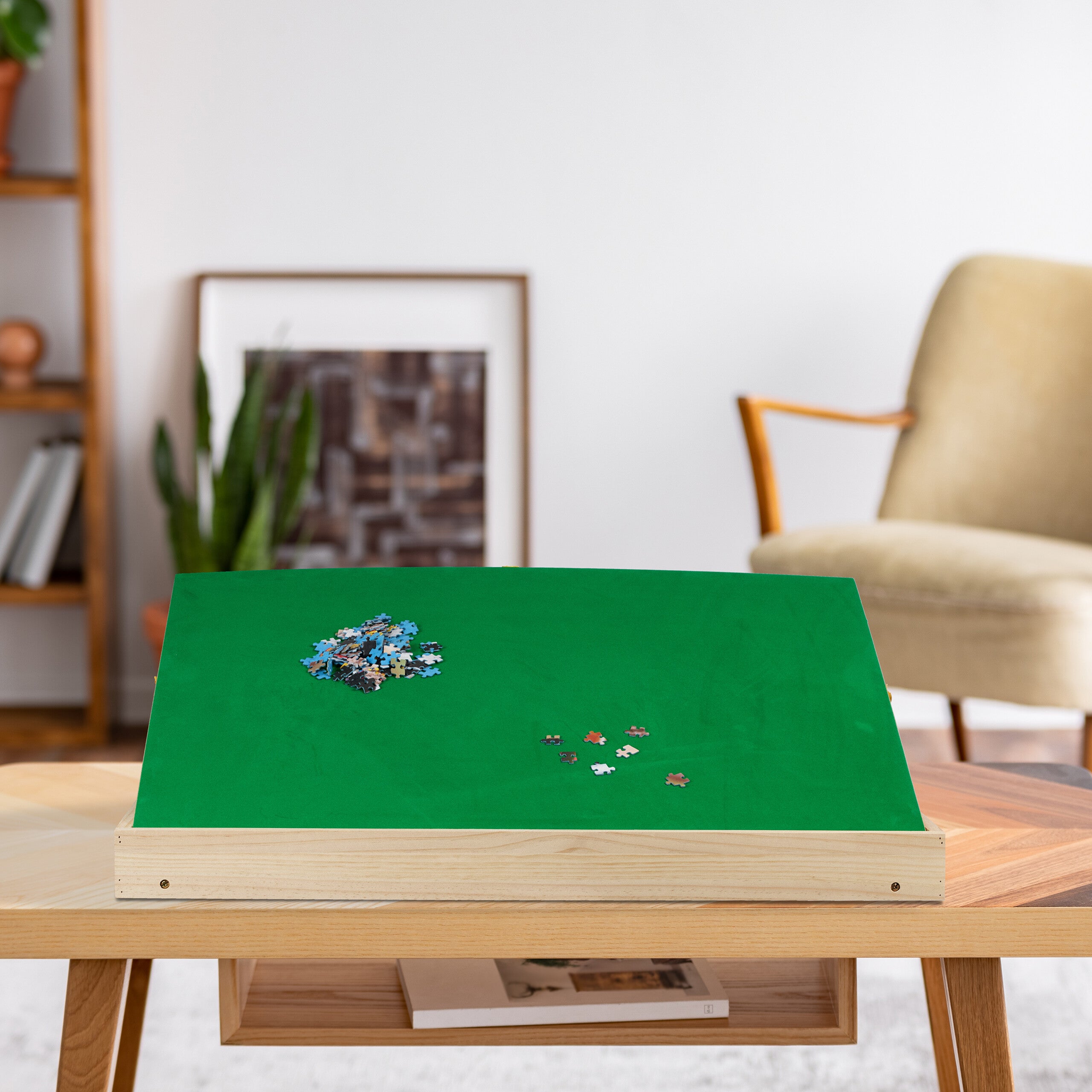 Relaxdays Mesa Para Puzzles Con 6 Cajones Y Patas Plegables – Superficie Para 1500 Piezas, Tablero De Madera De Pino Y Fieltro, Medidas 106.5 X 64 X 34 Cm, Multicolor