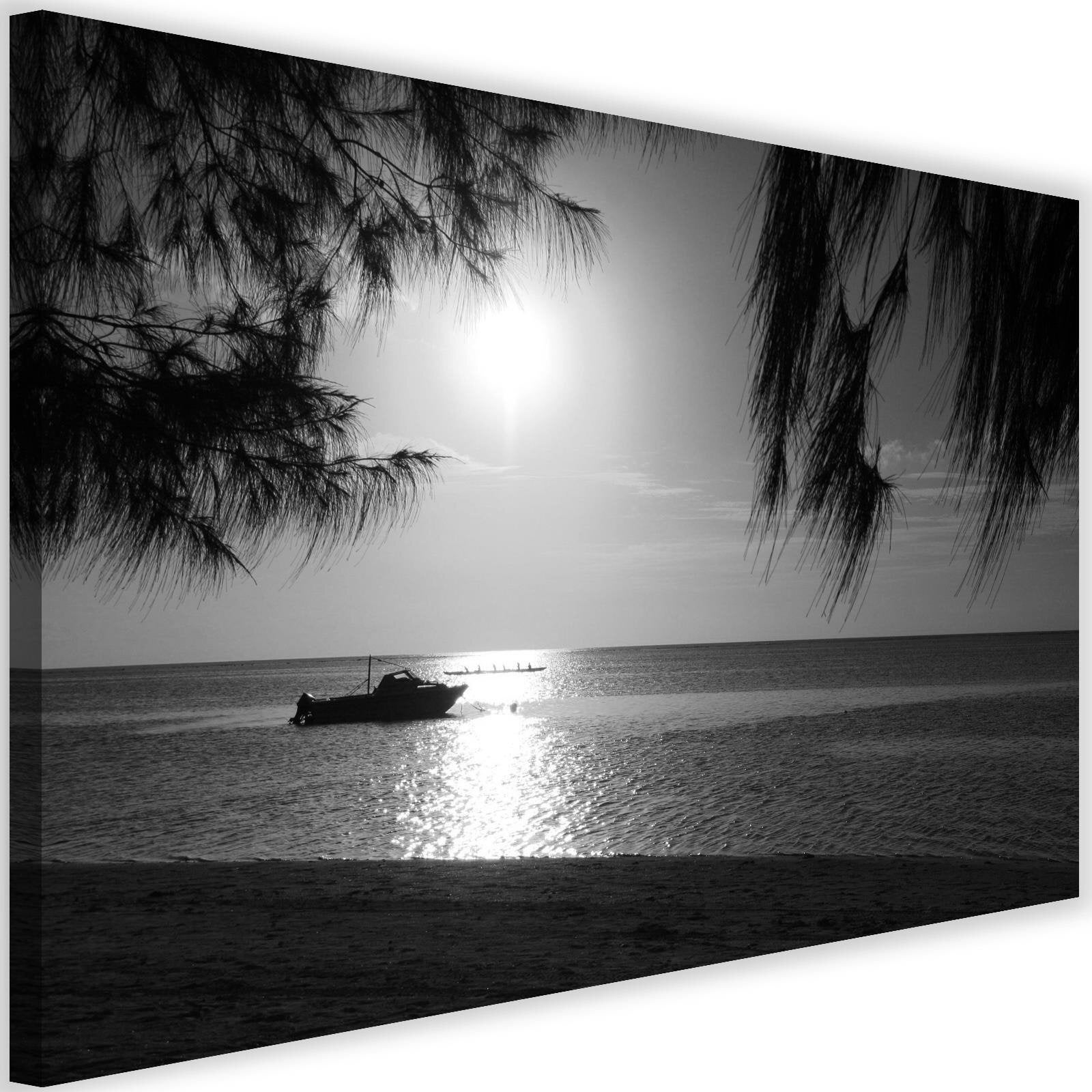 Obraz na płótnie, Tropikalna plaża czarno biały 120x80
