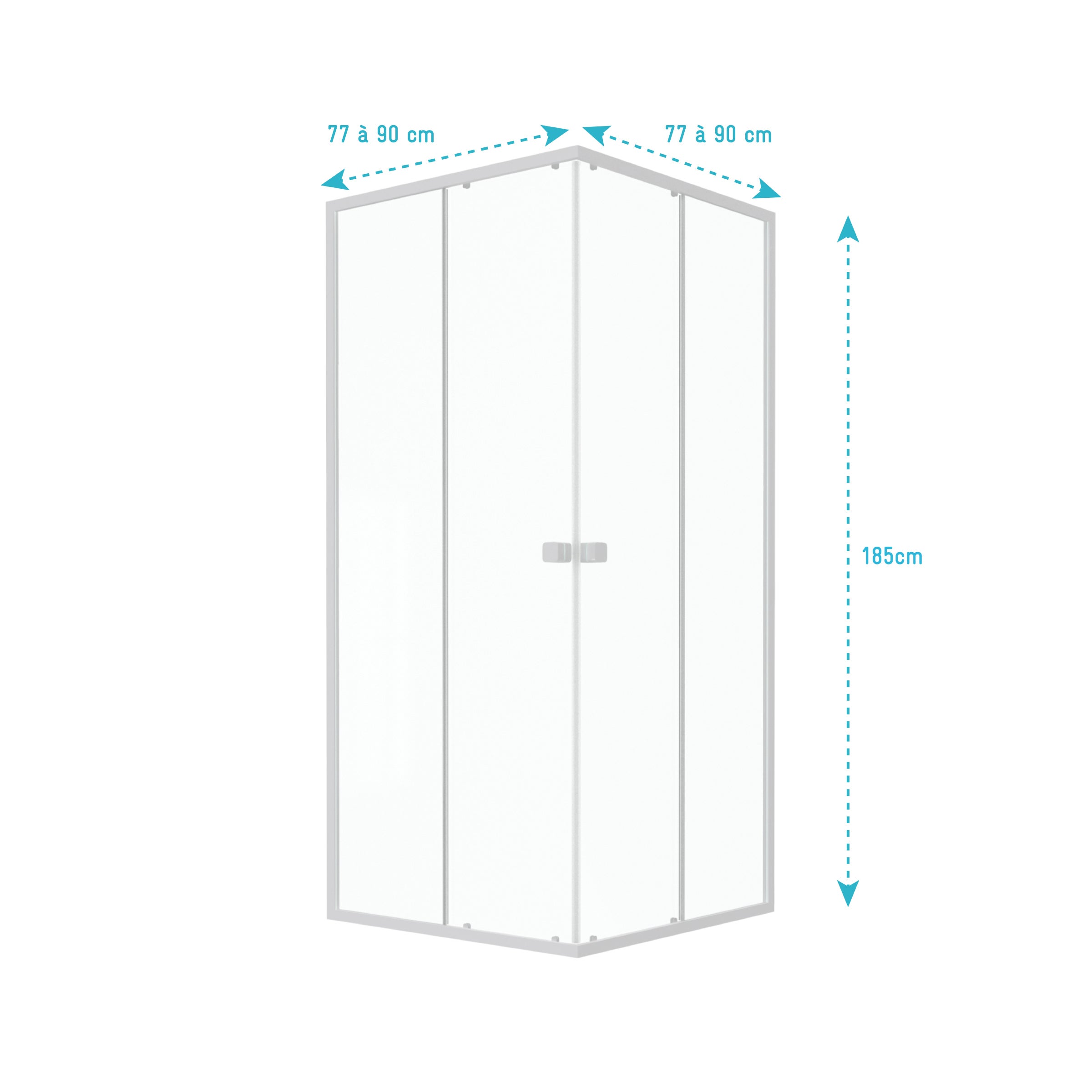 Porta Doccia Quadrata Bianca Estensibile da 77 a 90 cm - Vetro Trasparente - WHITY - 5