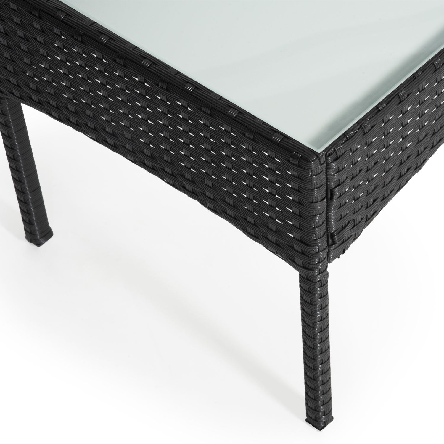 Salon de jardin CORDOUE en résine tressée noire 4 places - coussins gris - 7