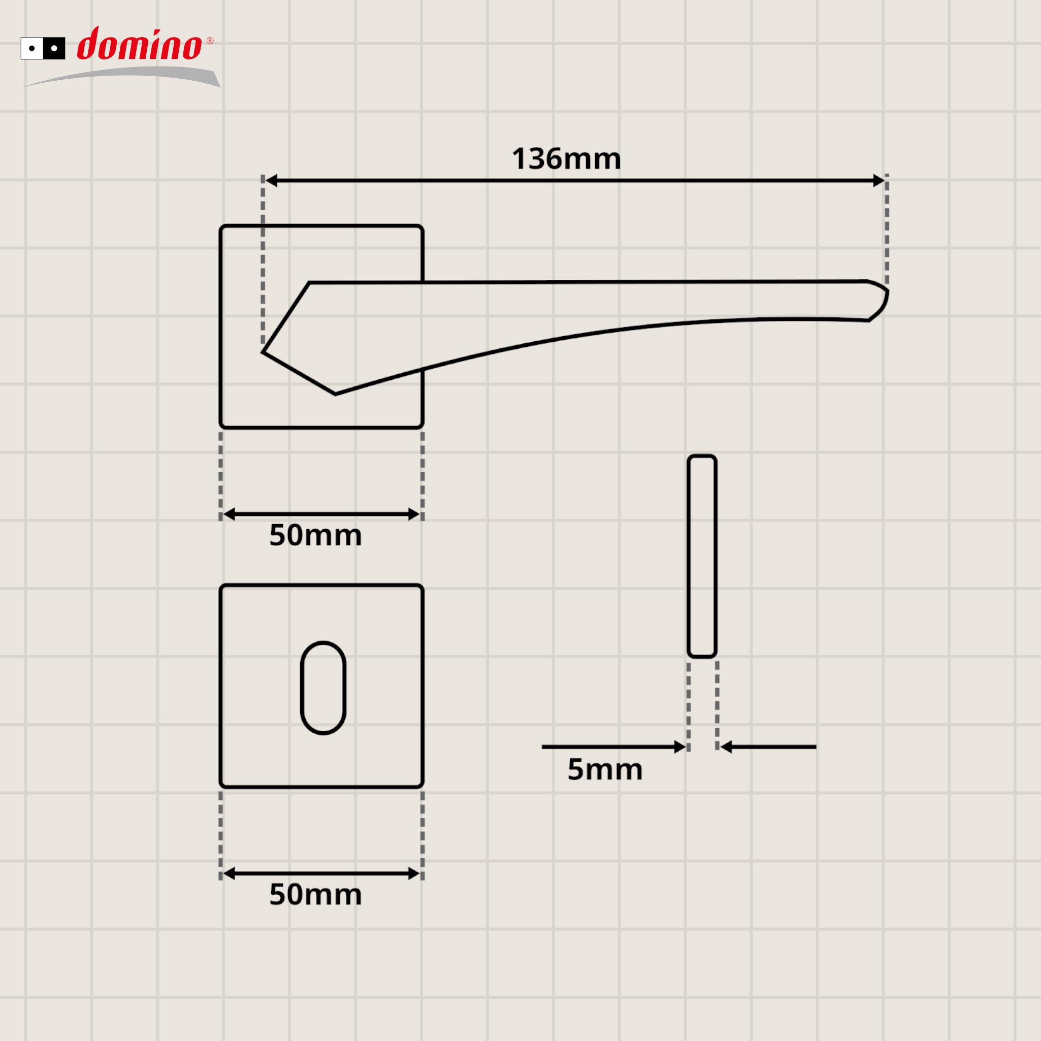 DOMINO Klamka ADEL-QR slim M6 chrom BB - 3