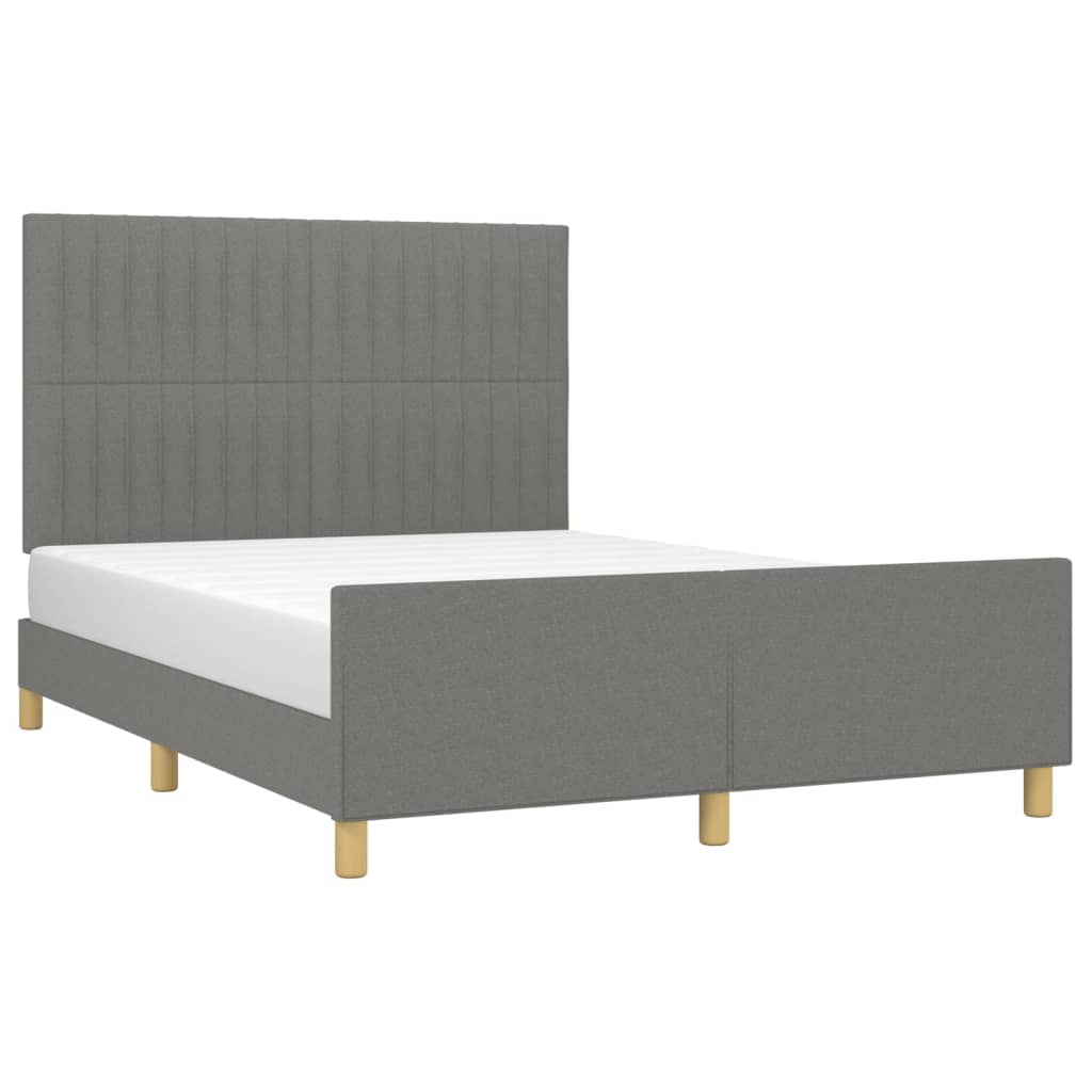 Cadre de lit sans matelas gris foncé 140 x 200 cm en tissu - 3