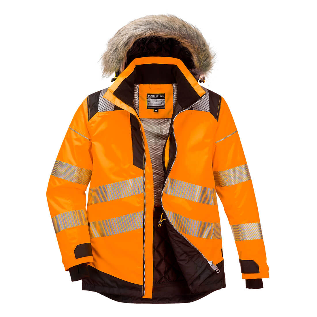 Parka hiver HV PW3 Orange et Noir - Portwest - Taille 3XL - 3