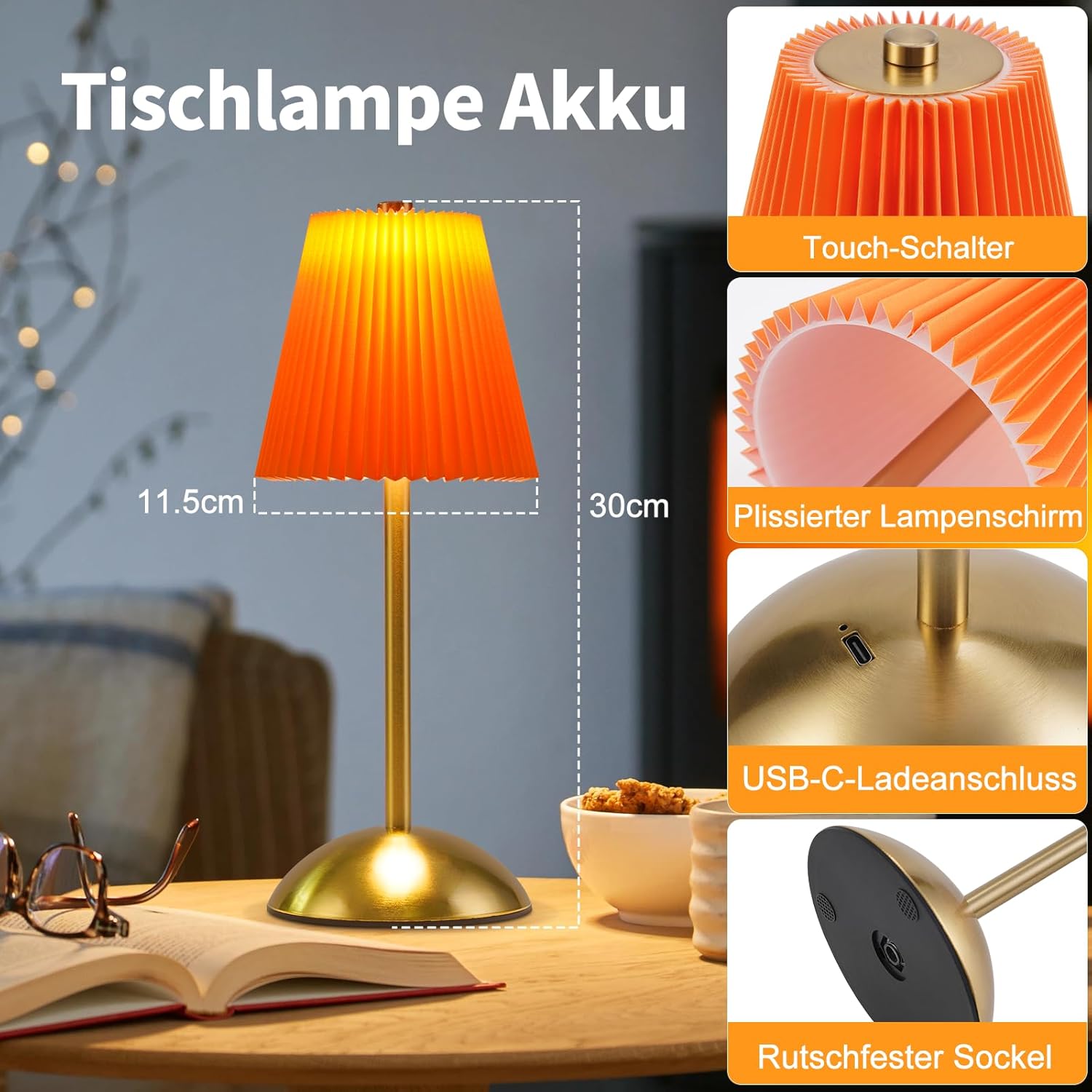 ZMH Zestaw 2 bezprzewodowych lamp stołowych LED z 3 temperaturami barw do jadalni - 4