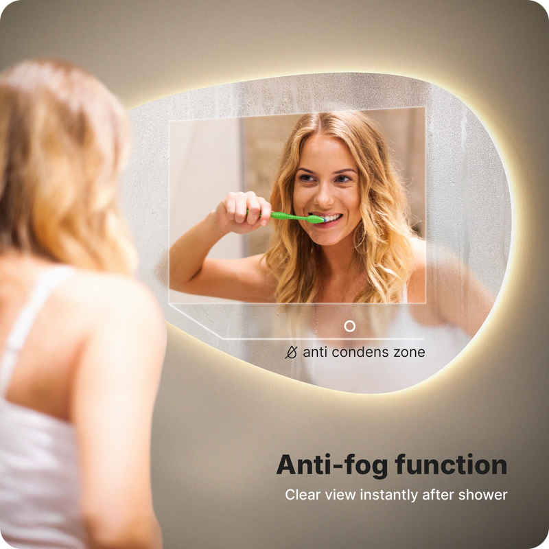Mirlux Miroir de salle de bain avec éclairage LED - Asymétrique - Miroir mural organique - Anti-condensation - Miroir mural 120 x 75 cm - 4