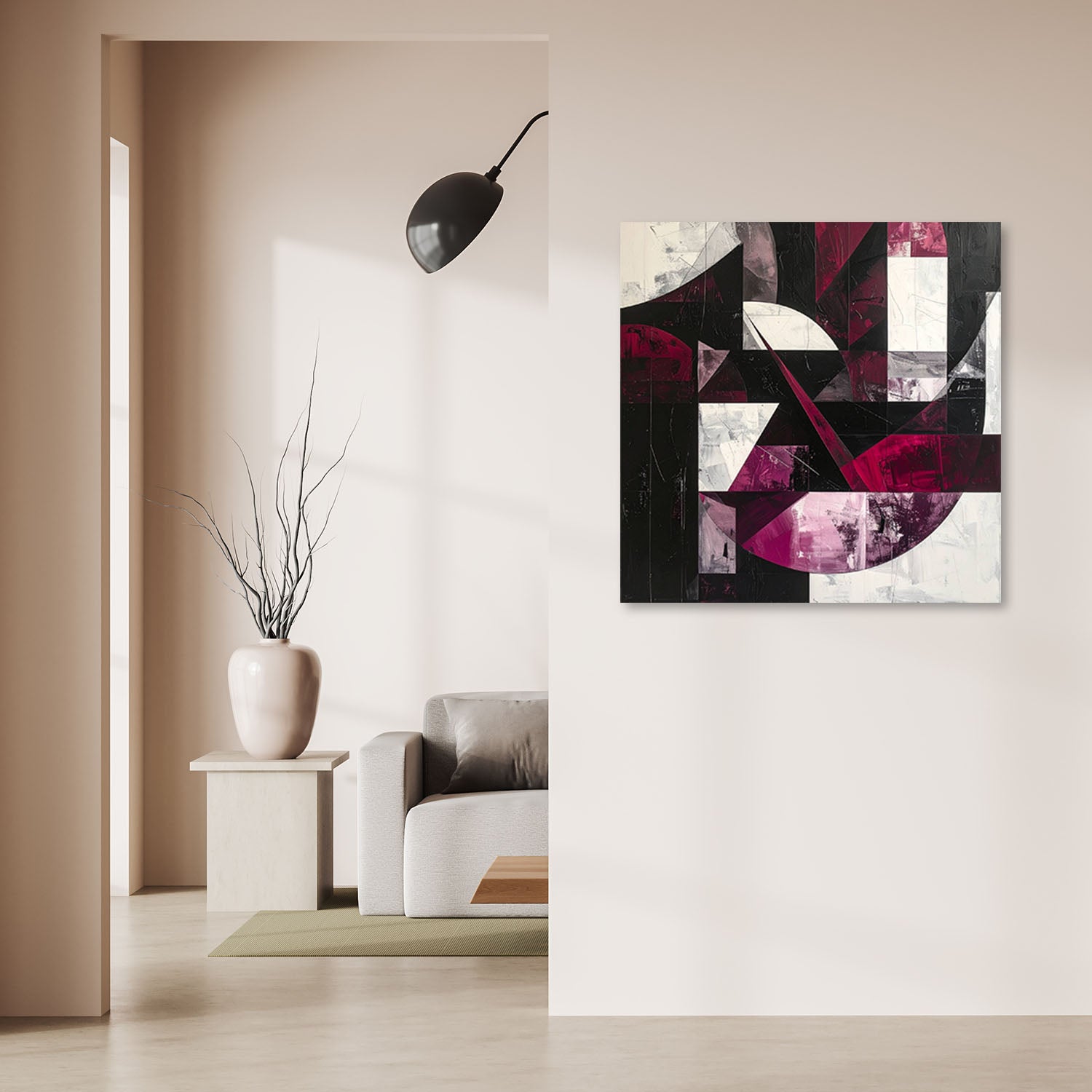 Obraz do salonu biura kuchni, Abstrakcyjne kształty burgundowy 30x30 - 2