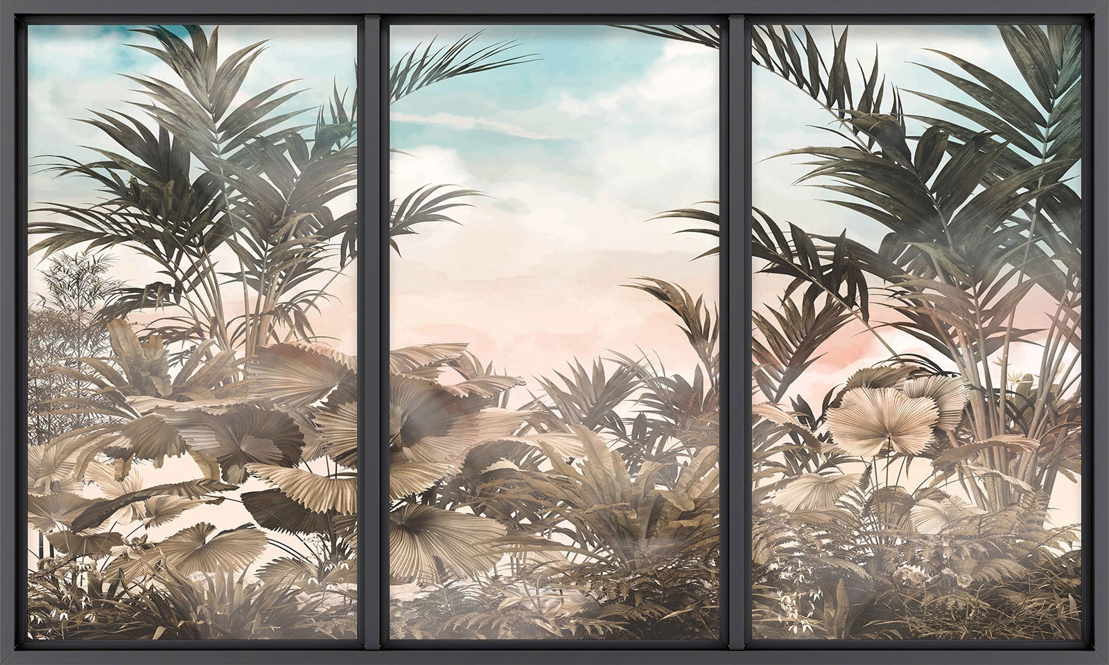 Papier peint panoramique Trompe l'oeil baie vitrée - Jungle - Largeur 260 cm x Hauteur 156 cm - 2