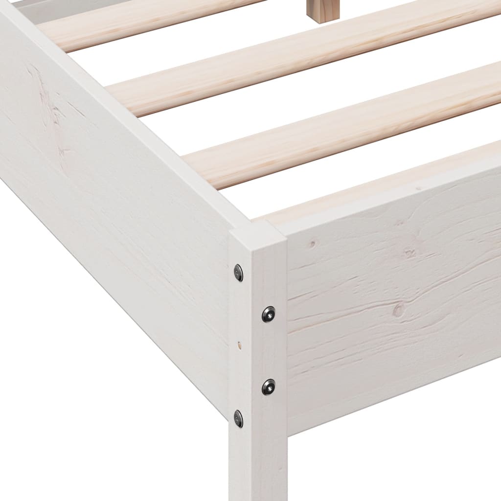 Cadre de lit avec tête de lit blanc 150x200 bois pin massif - 7
