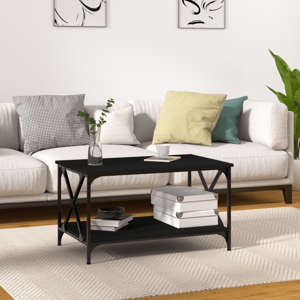 Furinno Table Basse Classique Bois D'Ingénierie Noir – 99 X 44,5 X 48 Cm, Design Minimaliste