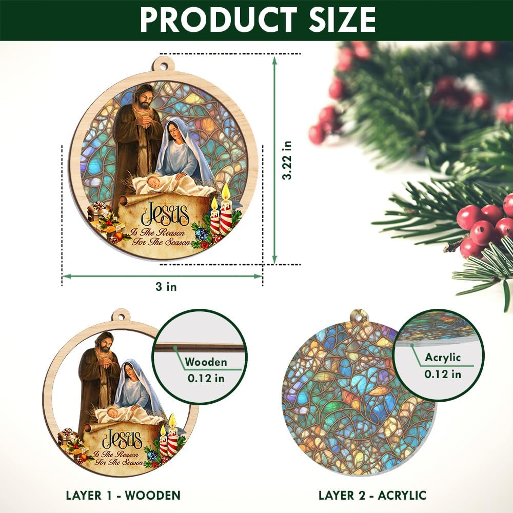 Ornamento Per Presepe In Vetro 2024 - Decoration Natalizia Religiosa Con Gesù Bambino - Regalo Cristiano Per Albero Di Natale - Piccolo E Colorato (7,5x8,5 Cm)