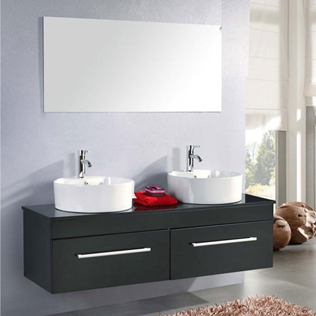 Set Mobili Bagno VidaXL - 9 Pezzi Nero Con Lavabi, Armadietti, Specchi E Ripiani - Foto 5