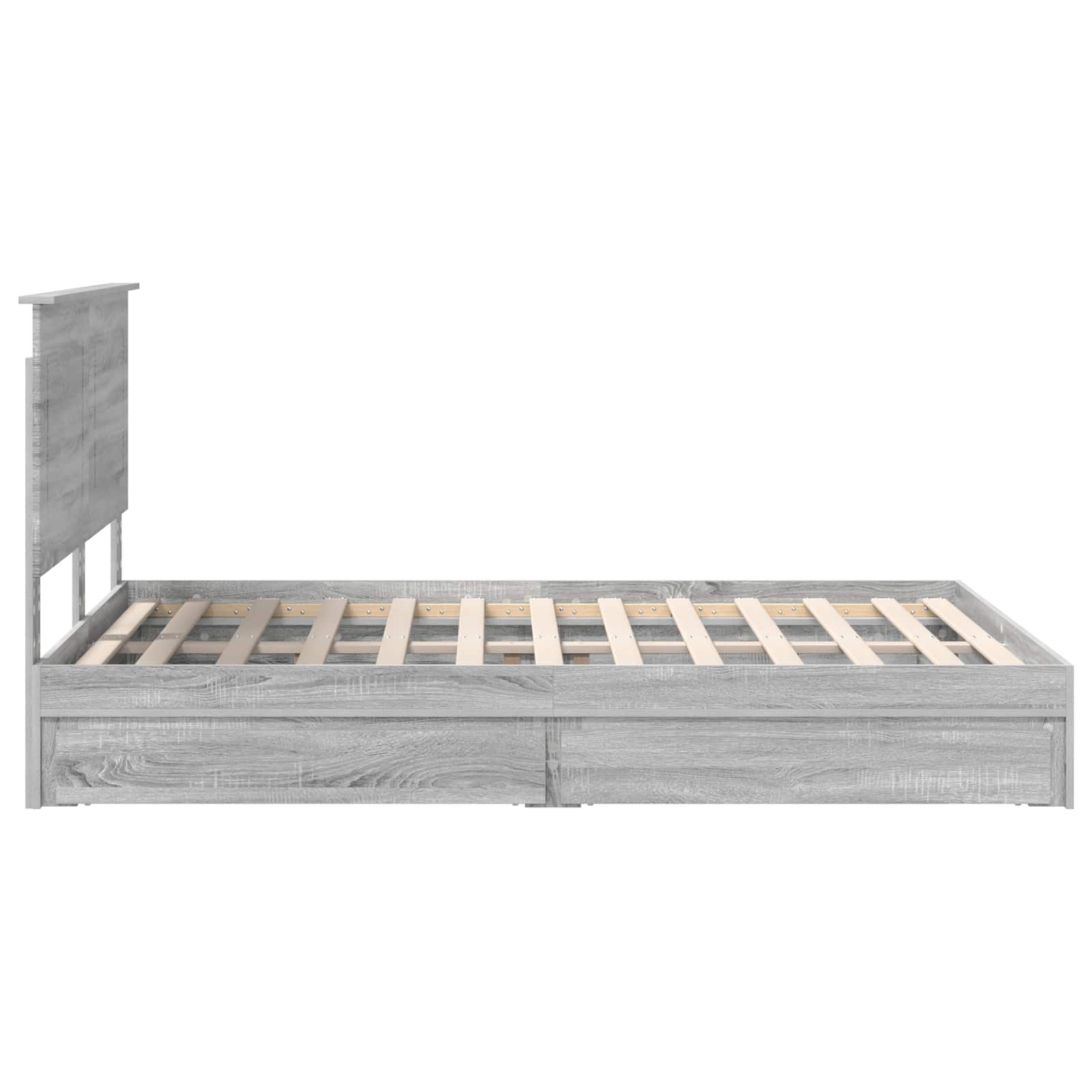 Lit avec rangement, panneau de bois, gris, pour la chambre, 160 × 200 cm - 9