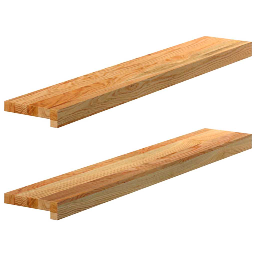 Alféizares de ventana 2 piezas de madera maciza de roble marrón claro