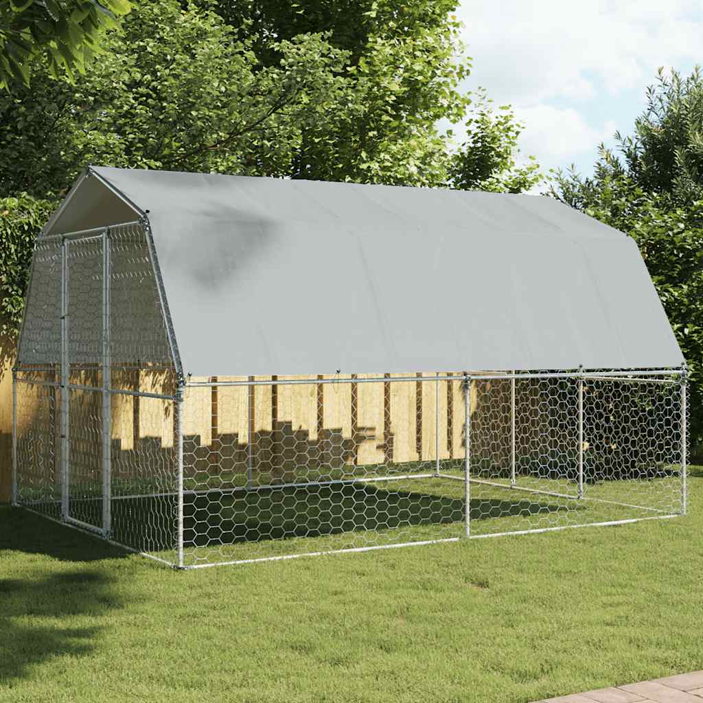 Merlin Cage Cage pour chiens avec toit et porte argenté acier galvanisé vidaXL ...