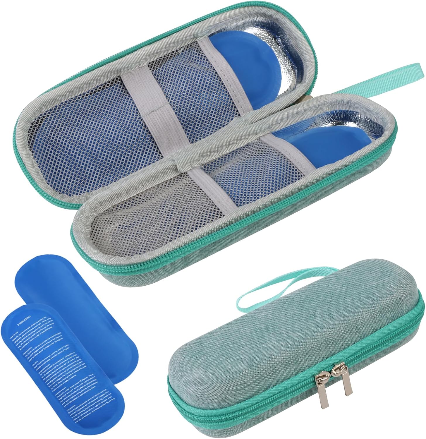 Vert Pochette Isotherme Insuline Sac Isotherme à Insuline pour Diabétiques avec 2 Poche Glacière à Insuline Sac Isotherme Medicament Voyage pour Stylo